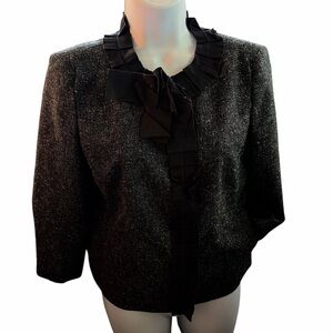New York & Company Black Blazer with Ruffle Detail